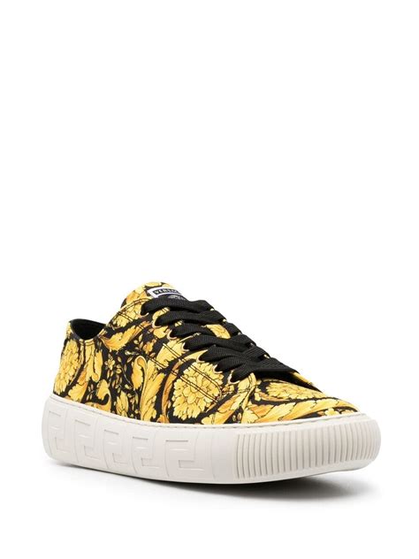 versace low top leather sneakers|Versace greca barocco print sneakers.